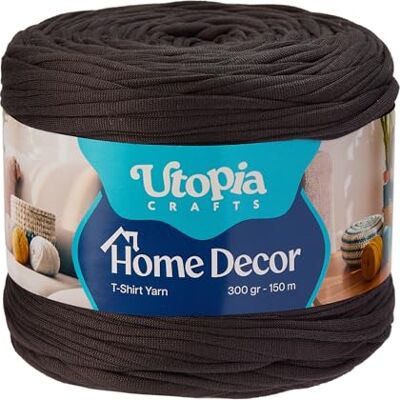Utopia Crafts Home Decor T-Shirt Yarn for Crocheting, 300g Thick Soft Elastic Ribbon Yarn for Crochet Baskets Bags Rugs, Textile Fabric Yarn for Beginners, Home Decor, 5-7mm Hook (Dark Smoke Grey) Utopia Crafts Home Decor T-Shirt Yarn for Crocheting, 300g Thick Soft Elastic Ribbon Yarn for Crochet Baskets Bags Rugs, Textile Fabric Yarn for Beginners, Home Decor, 5-7mm Hook (Dark Smoke Grey)