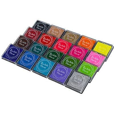 CIOUYAOS 20 Colors Ink Pad, Non-Toxic Washable Fingerprint Stamp Pad Set, Rainbow DIY Craft Rubbers Ink Pad for Kids Card Making, Scrapbooking Stamping Supplies (20 Pack) CIOUYAOS 20 Colors Ink Pad, Non-Toxic Washable Fingerprint Stamp Pad Set, Rainbow DIY Craft Rubbers Ink Pad for Kids Card Making, Scrapbooking Stamping Supplies (20 Pack)