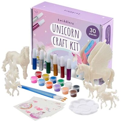 THE TWIDDLERS Paint Your Own Unicorns Painting Kit with Creative Colourful Glitters & Stickers Birthday Party Art & Crafts, Girls Toy Gift Set for Kids THE TWIDDLERS Paint Your Own Unicorns Painting Kit with Creative Colourful Glitters & Stickers Birthday Party Art & Crafts, Girls Toy Gift Set for Kids