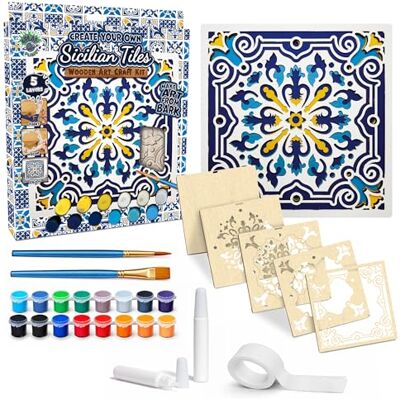 Splat Planet Sicilian Tile 3D Wooden Art Kit – Paint Your Own 3D Layered Wood Wall Art for Kids & Adults, DIY 3D Art Sicilian Tile Wood Painting Kit Wooden Art and Craft Gift Set, 25 x 25cm (10 x 10 inches) Splat Planet Sicilian Tile 3D Wooden Art Kit – Paint Your Own 3D Layered Wood Wall Art for Kids & Adults, DIY 3D Art Sicilian Tile Wood Painting Kit Wooden Art and Craft Gift Set, 25 x 25cm (10 x 10 inches)