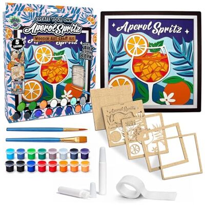 Splat Planet Aperol Spritz 3D Wooden Art Kit – Paint Your Own 3D Layered Wood Wall Art for Kids & Adults, DIY 3D Art Aperol Spritz Wood Painting Kit Wooden Art and Craft Gift Set, 25 x 25cm (10 x 10 inches) Splat Planet Aperol Spritz 3D Wooden Art Kit – Paint Your Own 3D Layered Wood Wall Art for Kids & Adults, DIY 3D Art Aperol Spritz Wood Painting Kit Wooden Art and Craft Gift Set, 25 x 25cm (10 x 10 inches)