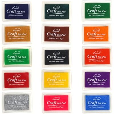 Kaizuca 15 Piece Color Ink Pad, Ink Pad Set, Stamp Pads, Environmentally Friendly and Non Toxic, for Scrapbooking, Card Making, Paper Craft, Fabric, Scrapbook, Canvas, Wedding, Rubber Art, Stamp Card Making Kaizuca 15 Piece Color Ink Pad, Ink Pad Set, Stamp Pads, Environmentally Friendly and Non Toxic, for Scrapbooking, Card Making, Paper Craft, Fabric, Scrapbook, Canvas, Wedding, Rubber Art, Stamp Card Making