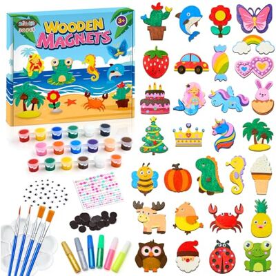 Bridokit 30 Wooden Magnet Craft Kits for Kids, Arts and Crafts for age 3+ Bridokit 30 Wooden Magnet Craft Kits for Kids, Arts and Crafts for age 3+