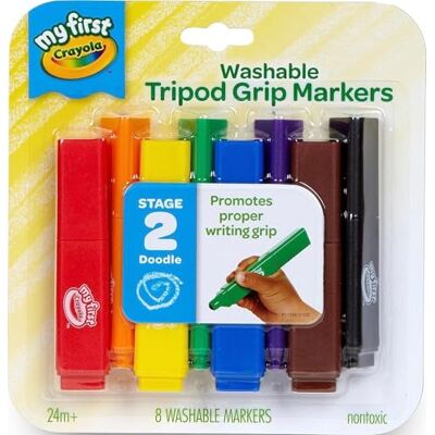 CRAYOLA My First, Tripod Washable Markers for Toddlers, 8ct CRAYOLA My First, Tripod Washable Markers for Toddlers, 8ct