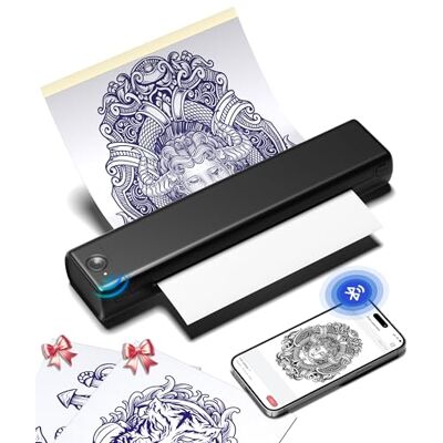 Phomemo M08F Tattoo Printer Bluetooth, Stencil Printer for Beginners & Artists, Wireless Thermal Tattoo Machine Compatible with Phone & PC, with 10pcs Transfer Paper, Black Phomemo M08F Tattoo Printer Bluetooth, Stencil Printer for Beginners & Artists, Wireless Thermal Tattoo Machine Compatible with Phone & PC, with 10pcs Transfer Paper, Black