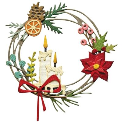 Sizzix Thinlits Die Set, Vault Festive Wreath by Tim Holtz, 14 Cutting Dies Sizzix Thinlits Die Set, Vault Festive Wreath by Tim Holtz, 14 Cutting Dies