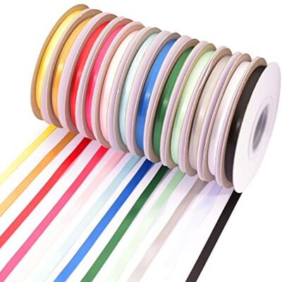 Creative Labs Satin Ribbon, Set of 12 Spools, 6mm x 20m, Elegant Shine for Card Making, Scrapbooks, Gift Wrapping and Other Craft Projects Creative Labs Satin Ribbon, Set of 12 Spools, 6mm x 20m, Elegant Shine for Card Making, Scrapbooks, Gift Wrapping and Other Craft Projects