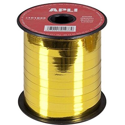 APLI 101933 Metallic Gift Ribbon, Gold, 7 mm x 250 m APLI 101933 Metallic Gift Ribbon, Gold, 7 mm x 250 m