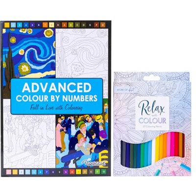 evelay Advanced Adult Colouring Book with 20 Colouring Pencils A4 Colour by Numbers Masterpieces Art Set Gift evelay Advanced Adult Colouring Book with 20 Colouring Pencils A4 Colour by Numbers Masterpieces Art Set Gift