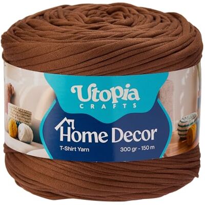Utopia Crafts Home Decor T-Shirt Yarn for Crocheting, 300g Thick Soft Elastic Ribbon Yarn for Crochet Baskets Bags Rugs, Textile Fabric Yarn for Beginners, Home Decor, 5-7mm Hook (Chocolate Brown) Utopia Crafts Home Decor T-Shirt Yarn for Crocheting, 300g Thick Soft Elastic Ribbon Yarn for Crochet Baskets Bags Rugs, Textile Fabric Yarn for Beginners, Home Decor, 5-7mm Hook (Chocolate Brown)