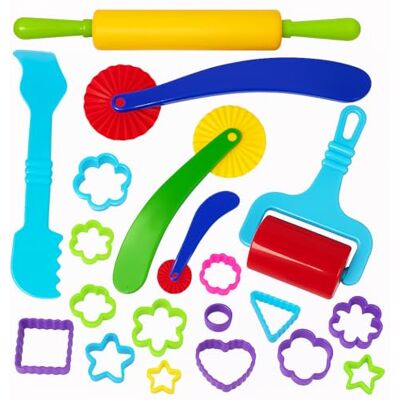Kids B Crafty Playdough Accessories 17 Piece Play Dough Tools, Cutters and Rolling Pin Sensory Messy Set, Craft Kit, Preschool and Classroom Creative Activity, for Toddlers and Kids Kids B Crafty Playdough Accessories 17 Piece Play Dough Tools, Cutters and Rolling Pin Sensory Messy Set, Craft Kit, Preschool and Classroom Creative Activity, for Toddlers and Kids