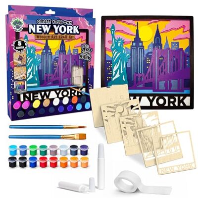 Splat Planet New York 3D Wooden Art Kit – Paint Your Own 3D Layered Wood Wall Art for Kids & Adults, DIY 3D Art New York Wood Painting Kit Wooden Art and Craft Gift Set, 25 x 25cm (10 x 10 inches) Splat Planet New York 3D Wooden Art Kit – Paint Your Own 3D Layered Wood Wall Art for Kids & Adults, DIY 3D Art New York Wood Painting Kit Wooden Art and Craft Gift Set, 25 x 25cm (10 x 10 inches)
