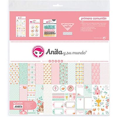 Anita y Su Mundo Anita and His World First Communion Girl Scrapbooking Kit, Pink, 30 x 30.5 cm, 5 Anita y Su Mundo Anita and His World First Communion Girl Scrapbooking Kit, Pink, 30 x 30.5 cm, 5