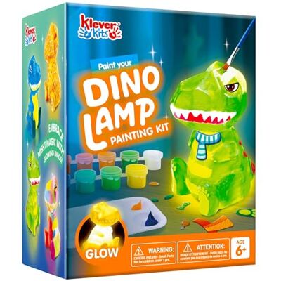 Klever Kits Paint Your Own Dinosaur Lamp,Arts and Crafts for Kids Age 6-12 Klever Kits Paint Your Own Dinosaur Lamp,Arts and Crafts for Kids Age 6-12