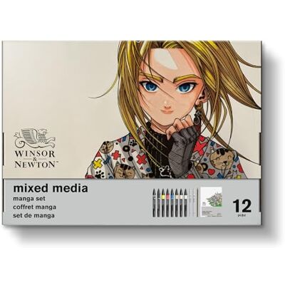 Winsor & Newton 0290197 Promarker Mixed Media Manga Set Curated Sets of Artists with the following contents: 6 Promarkers, 2 Fineliners, 2 Promarker Brush, Pencil 2B & Marker Pad Winsor & Newton 0290197 Promarker Mixed Media Manga Set Curated Sets of Artists with the following contents: 6 Promarkers, 2 Fineliners, 2 Promarker Brush, Pencil 2B & Marker Pad