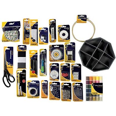 KORBOND 224 Piece Haberdashery Bundle – Includes Storage, Thread, Needles, Safety Pins, Fabric Markers, Stitch Unpicker -Beginner to Expert, Multi, 114016 KORBOND 224 Piece Haberdashery Bundle – Includes Storage, Thread, Needles, Safety Pins, Fabric Markers, Stitch Unpicker -Beginner to Expert, Multi, 114016