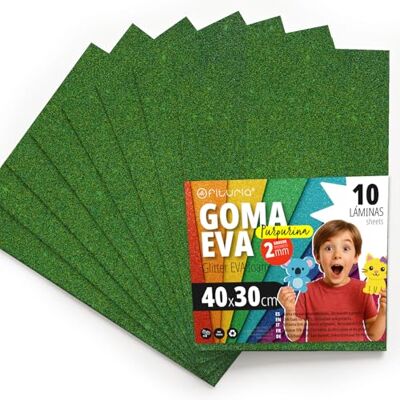OFITURIA Glitter Eva Foam for Creative Crafts, Glitter Foam Sheets for DIY, School Projects, Decorative Art, Scrapbooking 40 x 30 cm (Dark Green Glitter, 10 pcs) OFITURIA Glitter Eva Foam for Creative Crafts, Glitter Foam Sheets for DIY, School Projects, Decorative Art, Scrapbooking 40 x 30 cm (Dark Green Glitter, 10 pcs)