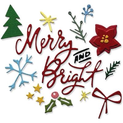 Sizzix 2D Embossing Folder with Thinlits Dies, Vault Side-Order, Merry + Bright by Tim Holtz, 17 Cutting Dies & 1 Embossing Folder Sizzix 2D Embossing Folder with Thinlits Dies, Vault Side-Order, Merry + Bright by Tim Holtz, 17 Cutting Dies & 1 Embossing Folder