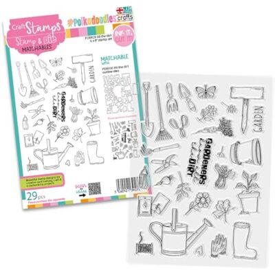 Polkadoodles All The Dirt Gardening Clear Stamps for Card Making, Craft, Scrapbooking, Mixed Media, Pd8929 Polkadoodles All The Dirt Gardening Clear Stamps for Card Making, Craft, Scrapbooking, Mixed Media, Pd8929