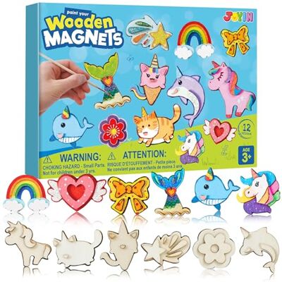 JOYIN 12PCS Wooden Magnets,Arts and Crafts for Kids Age 3+ Years Old,Painting Kit,Fridge Magnets Craft Kits for Boys Girls,Creative Gifts for Birthday,Easter Crafts,Wooden Crafts for Children(Fantasy) JOYIN 12PCS Wooden Magnets,Arts and Crafts for Kids Age 3+ Years Old,Painting Kit,Fridge Magnets Craft Kits for Boys Girls,Creative Gifts for Birthday,Easter Crafts,Wooden Crafts for Children(Fantasy)