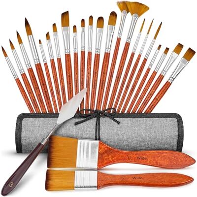 Creativepeak Professional Paint Brush Set 24 pc, Canvas Roll Case + Palette Knife Expert Series Premium Non Shedding Brushes Acrylic, Oil, Watercolour, Gouache Painter Gifts Art Supplies by Creativepeak Professional Paint Brush Set 24 pc, Canvas Roll Case + Palette Knife Expert Series Premium Non Shedding Brushes Acrylic, Oil, Watercolour, Gouache Painter Gifts Art Supplies by