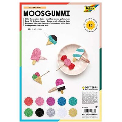 Folia 231095 239109 Foam Rubber Glitter 2 mm Approx. 20 x 29 cm 10 Sheets Assorted in 10 Glitter Colours Not Self-Adhesive Ideal for Versatile Crafts Folia 231095 239109 Foam Rubber Glitter 2 mm Approx. 20 x 29 cm 10 Sheets Assorted in 10 Glitter Colours Not Self-Adhesive Ideal for Versatile Crafts