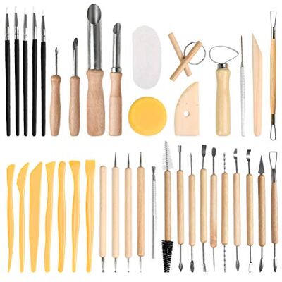 FOCCTS 40Pcs Pottery Clay Sculpting Tools, Carving Modeling Clay Sculpting Tools Set Ceramic Tools Clay Sculpting Tool, Polymer Clay Tools for DIY Art, Engraving, Ceramic, Modeling, Embossing FOCCTS 40Pcs Pottery Clay Sculpting Tools, Carving Modeling Clay Sculpting Tools Set Ceramic Tools Clay Sculpting Tool, Polymer Clay Tools for DIY Art, Engraving, Ceramic, Modeling, Embossing