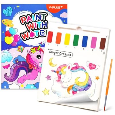 YPLUS Magic Water Colouring Book for Kids Ages 2-5, Unicorn Theme Mess Free Water Paint Set for Kids, Magic Book with Brush, Travel Toys Art Craft Gift Ages 2-5 YPLUS Magic Water Colouring Book for Kids Ages 2-5, Unicorn Theme Mess Free Water Paint Set for Kids, Magic Book with Brush, Travel Toys Art Craft Gift Ages 2-5