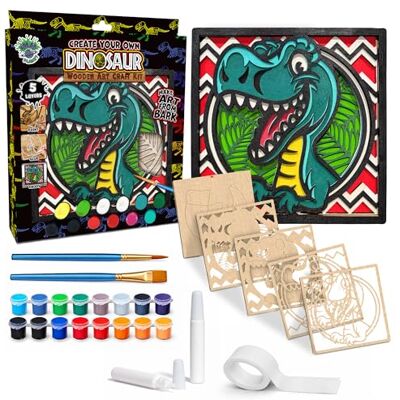 Splat Planet Dinosaur 3D Wooden Art Kit – Paint Your Own 3D Layered Wood Wall Art for Kids & Adults, DIY 3D Art Dinosaur Wood Painting Kit Wooden Art and Craft Gift Set, 25 x 25cm Splat Planet Dinosaur 3D Wooden Art Kit – Paint Your Own 3D Layered Wood Wall Art for Kids & Adults, DIY 3D Art Dinosaur Wood Painting Kit Wooden Art and Craft Gift Set, 25 x 25cm