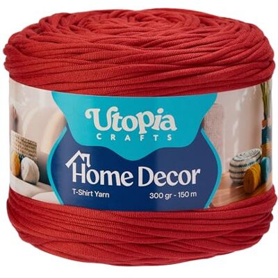 Utopia Crafts Home Decor T-Shirt Yarn for Crocheting, 300g Thick Soft Elastic Ribbon Yarn for Crochet Baskets Bags Rugs, Textile Fabric Yarn for Beginners, Home Decor, 5-7mm Hook (Scarlet Red) Utopia Crafts Home Decor T-Shirt Yarn for Crocheting, 300g Thick Soft Elastic Ribbon Yarn for Crochet Baskets Bags Rugs, Textile Fabric Yarn for Beginners, Home Decor, 5-7mm Hook (Scarlet Red)