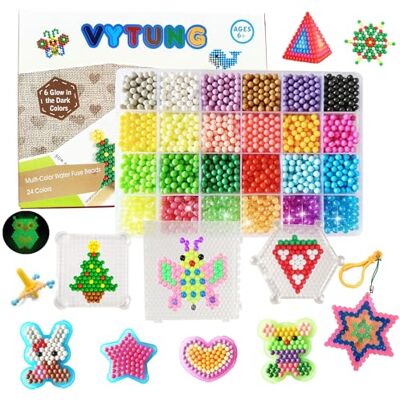 Vytung Water Fuse Bead 3600 Beads 24 Colors(6 Glow in Dark) 148 Designs Spray and Stick Refill Beads for Kids Beginners Activity Pack (Complete Pack) Vytung Water Fuse Bead 3600 Beads 24 Colors(6 Glow in Dark) 148 Designs Spray and Stick Refill Beads for Kids Beginners Activity Pack (Complete Pack)