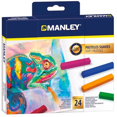 Manley Soft Pastels Pack of 24 Soft Cakes in Bright Colours Ideal for Artists and Beginners Artistic Quality Cakes, Easy to Mix and Shade Manley Soft Pastels Pack of 24 Soft Cakes in Bright Colours Ideal for Artists and Beginners Artistic Quality Cakes, Easy to Mix and Shade