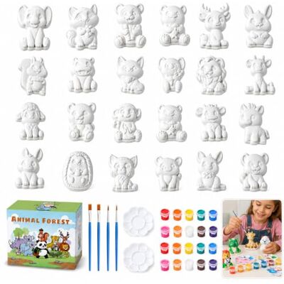 Rppiup 24 Pcs Animal Forest Paint Your Own, DIY Pottery Painting Kit for Kids, Kids Paint with Paint Set, Brushes & Palettes for Children Birthday Gift Party Event Rppiup 24 Pcs Animal Forest Paint Your Own, DIY Pottery Painting Kit for Kids, Kids Paint with Paint Set, Brushes & Palettes for Children Birthday Gift Party Event