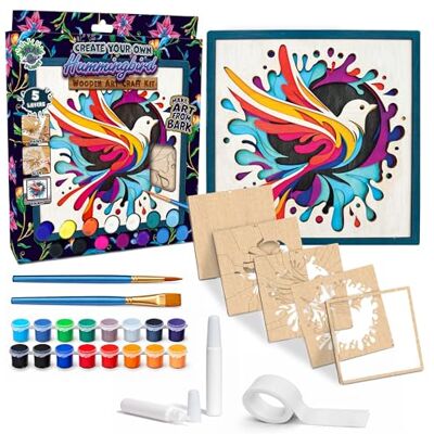 Splat Planet Hummingbird 3D Wooden Art Kit – Paint Your Own 3D Layered Wood Wall Art for Kids & Adults, DIY 3D Art Hummingbird Wood Painting Kit Wooden Art and Craft Gift Set, 25 x 25cm Splat Planet Hummingbird 3D Wooden Art Kit – Paint Your Own 3D Layered Wood Wall Art for Kids & Adults, DIY 3D Art Hummingbird Wood Painting Kit Wooden Art and Craft Gift Set, 25 x 25cm