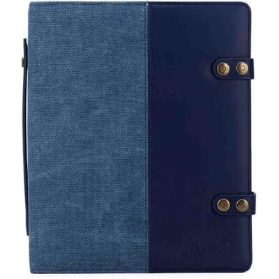 Della Q Hook Notebook-Faux-Leather Handle, for Knitting and Crochet Needles, Canvas, Indigo, 26.7 x 22.9 x 6.4cm Della Q Hook Notebook-Faux-Leather Handle, for Knitting and Crochet Needles, Canvas, Indigo, 26.7 x 22.9 x 6.4cm