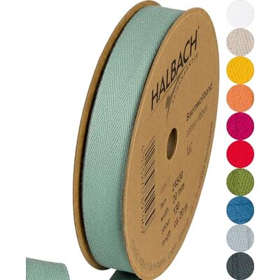 Halbach Seidenbänder Cotton Tape 20 mm x 20 m, Tapes for Crafts as Sold by the Metre, Fabric Tape for Decorations, Woven Tape 100% Cotton for DIY Crafts, Bias Binding for Sewing, Sage Green, 24500 Halbach Seidenbänder Cotton Tape 20 mm x 20 m, Tapes for Crafts as Sold by the Metre, Fabric Tape for Decorations, Woven Tape 100% Cotton for DIY Crafts, Bias Binding for Sewing, Sage Green, 24500