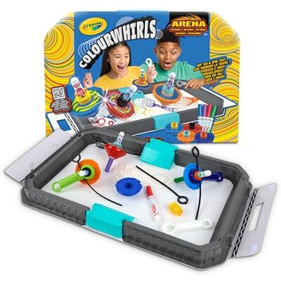 CRAYOLA Colourwhirls Battle Arena Rip 'Em & Spin 'Em! Includes Battle Arena, 4 Colourwhirls Toys & 4 Markers 4 Player Rippin' Spinnin Colouring Fun for Ages 6+ CRAYOLA Colourwhirls Battle Arena Rip 'Em & Spin 'Em! Includes Battle Arena, 4 Colourwhirls Toys & 4 Markers 4 Player Rippin' Spinnin Colouring Fun for Ages 6+