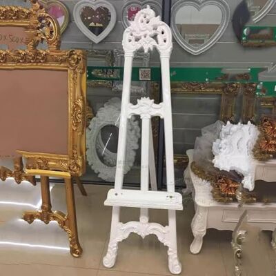 YUZDNM Antique French Style Easel, Gold/Silver Carved Art Display, Easel Stand, ABS Display Stand, 160cm Artist Easel, Ornate Detailing Easel Stand For Painting (Without Frame)(White) YUZDNM Antique French Style Easel, Gold/Silver Carved Art Display, Easel Stand, ABS Display Stand, 160cm Artist Easel, Ornate Detailing Easel Stand For Painting (Without Frame)(White)