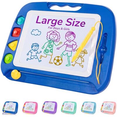SGILE Toddler Toys for Kids, Toys for 1 2 3 4 Year Old Girls Boys, Large Magnetic Drawing Board for Birthday Gift, Etch & Sketch Pad with 4 Stamps, Learning and Educational, Blue SGILE Toddler Toys for Kids, Toys for 1 2 3 4 Year Old Girls Boys, Large Magnetic Drawing Board for Birthday Gift, Etch & Sketch Pad with 4 Stamps, Learning and Educational, Blue