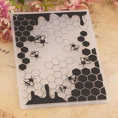 HGSALK Bees Honeycomb Background Pattern Plastic Embossing Folder, 3D Textured Impressions Hexagon Beehive Background Embossing Folder Template for Card Making Scrapbooking Paper Craft Album Stamps DIY Décor HGSALK Bees Honeycomb Background Pattern Plastic Embossing Folder, 3D Textured Impressions Hexagon Beehive Background Embossing Folder Template for Card Making Scrapbooking Paper Craft Album Stamps DIY Décor