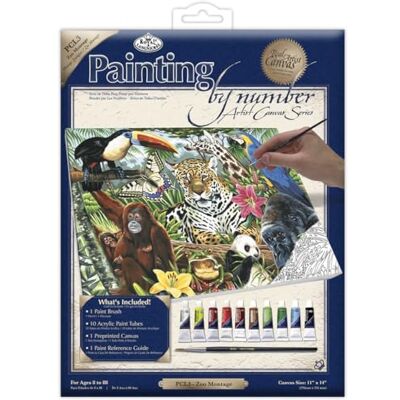 Royal & Langnickel Painting by Numbers Artist Canvas Series Zoo Montage Large Designed Painting Set Royal & Langnickel Painting by Numbers Artist Canvas Series Zoo Montage Large Designed Painting Set