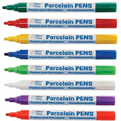 Baker Ross AX933 Rainbow Porcelain Paint Pens Pack of 8, Arts and Crafts Supplies, Acrylic Markers for Kids, Paint Markers for Children Baker Ross AX933 Rainbow Porcelain Paint Pens Pack of 8, Arts and Crafts Supplies, Acrylic Markers for Kids, Paint Markers for Children