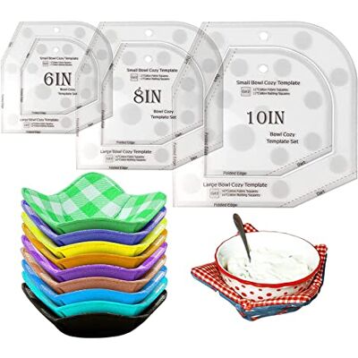 OFFTESTY Bowl Cozy Template Cutting Ruler Set, 3Pcs Acrylic Transparent Quilting Bowl Templates for Hot and Cold Food Bowl Rack, DIY Kitchen Art Craft Acrylic Stencil Cut On Fold Template Sewing (6''/8''/10'') OFFTESTY Bowl Cozy Template Cutting Ruler Set, 3Pcs Acrylic Transparent Quilting Bowl Templates for Hot and Cold Food Bowl Rack, DIY Kitchen Art Craft Acrylic Stencil Cut On Fold Template Sewing (6''/8''/10'')