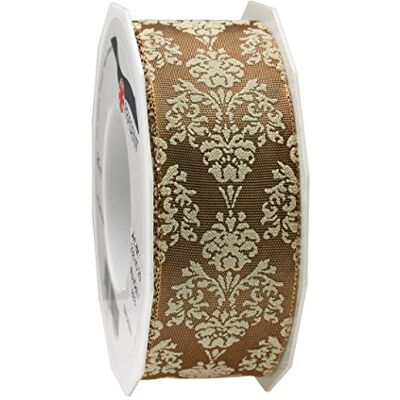 PRÄSENT Brixen Wired & Printed Ribbon Macciato 40 mm width, 20 m length PRÄSENT Brixen Wired & Printed Ribbon Macciato 40 mm width, 20 m length