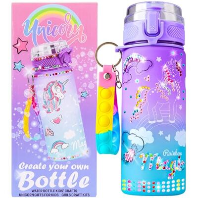 Get Trend Unicorn Decorate Your Own Water Bottle Craft Kit Girls & Teens, 550ml BPA Free Leakproof Flip Top, Crafts Gems Stickers Decorations Keyring (Multi Unicorn) Get Trend Unicorn Decorate Your Own Water Bottle Craft Kit Girls & Teens, 550ml BPA Free Leakproof Flip Top, Crafts Gems Stickers Decorations Keyring (Multi Unicorn)