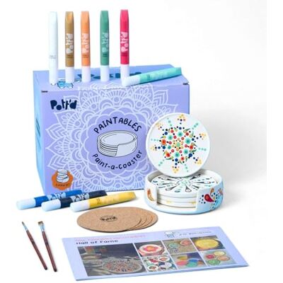 Pott'd Pott’d Paintables Paint-a-Coaster Kit, DIY Pottery Painting Kit for Adults with Coasters, Holder, Dotting Paints, Brushes and Guide, Craft Kit for Beginners, Ideal for Home Decor or Handmade Gifts Pott'd Pott’d Paintables Paint-a-Coaster Kit, DIY Pottery Painting Kit for Adults with Coasters, Holder, Dotting Paints, Brushes and Guide, Craft Kit for Beginners, Ideal for Home Decor or Handmade Gifts