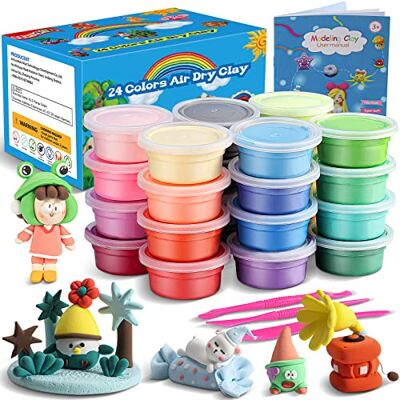 iFergoo Air Dry Clay, 24 Colors Ultra Light Modeling Clay for Kids Soft & Non-Sticky, Magic Clay DIY Creative Modeling Dough with Tools & Project Booklet, Art Crafts Gift for Kids and Beginner iFergoo Air Dry Clay, 24 Colors Ultra Light Modeling Clay for Kids Soft & Non-Sticky, Magic Clay DIY Creative Modeling Dough with Tools & Project Booklet, Art Crafts Gift for Kids and Beginner