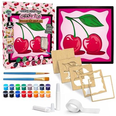 Splat Planet Cherry Pop 3D Wooden Art Kit – Paint Your Own 3D Layered Wood Wall Art for Kids & Adults, DIY 3D Art Cherry Pop Wood Painting Kit Wooden Art and Craft Gift Set, 25 x 25cm (10 x 10 inches) Splat Planet Cherry Pop 3D Wooden Art Kit – Paint Your Own 3D Layered Wood Wall Art for Kids & Adults, DIY 3D Art Cherry Pop Wood Painting Kit Wooden Art and Craft Gift Set, 25 x 25cm (10 x 10 inches)