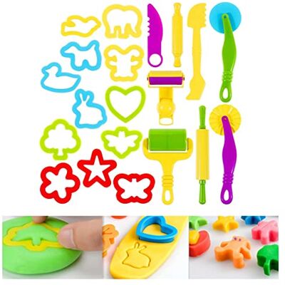 Pomurom Clay Dough Tool Kit, 20 Dough Clay Modelling Tools Kit, Creative Dough Clay Rollers Shape Cutter Animals Molds Pla-stic Playset Dough Clay Accessories Kids Children Pomurom Clay Dough Tool Kit, 20 Dough Clay Modelling Tools Kit, Creative Dough Clay Rollers Shape Cutter Animals Molds Pla-stic Playset Dough Clay Accessories Kids Children