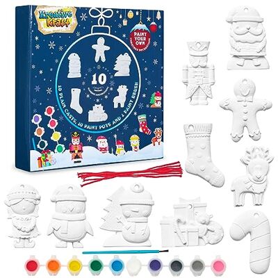 KreativeKraft Kids Paint Your Own Christmas Decorations Set Arts and Crafts for Kids Family DIY Craft Kit Santa, Elf, Reindeer Painting Set (Set of 10) KreativeKraft Kids Paint Your Own Christmas Decorations Set Arts and Crafts for Kids Family DIY Craft Kit Santa, Elf, Reindeer Painting Set (Set of 10)